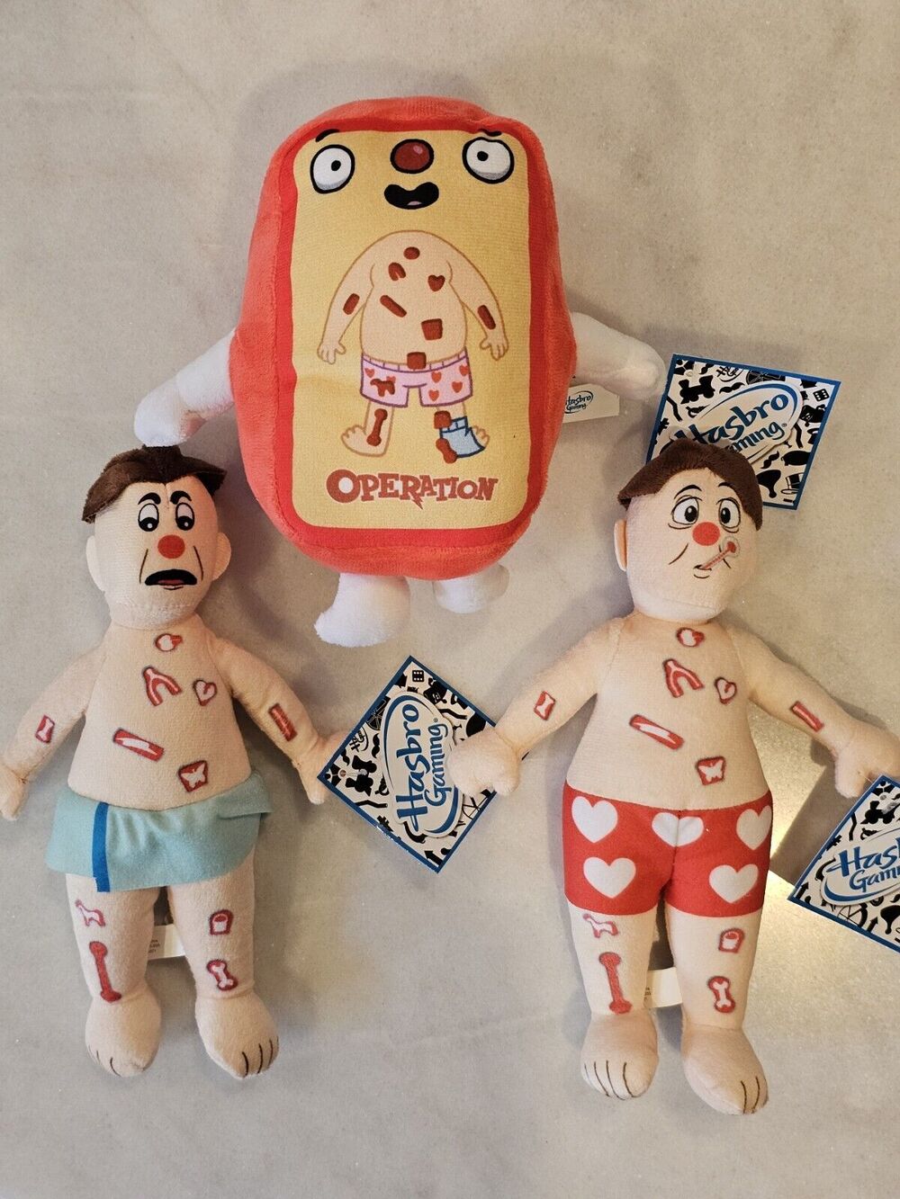 Operation Gaming Toy Set of 3 Hasbro 80's Game Board Plush Doll Stuffed 7”